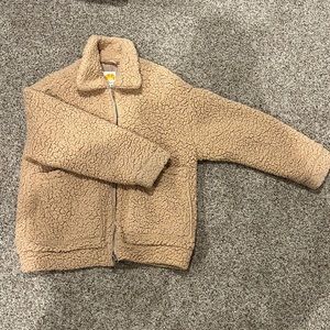 Fuzzy brown sherpa zip up